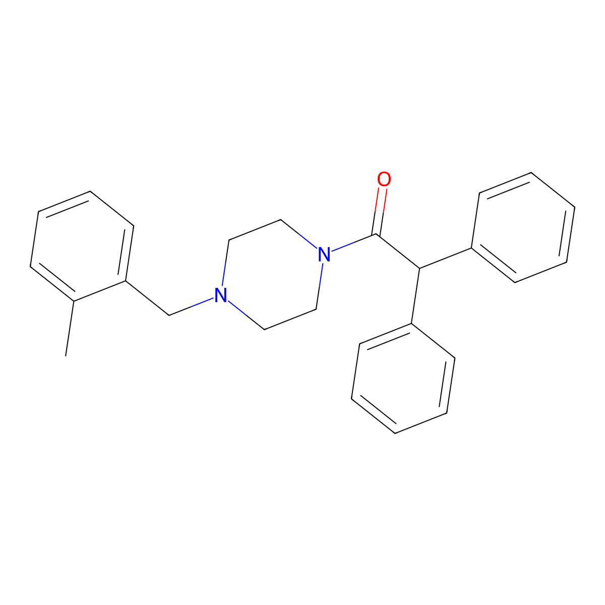 1-(Diphenylacetyl)-4-(2-methylbenzyl)piperazine molecular structure, CAS 14000-75-0