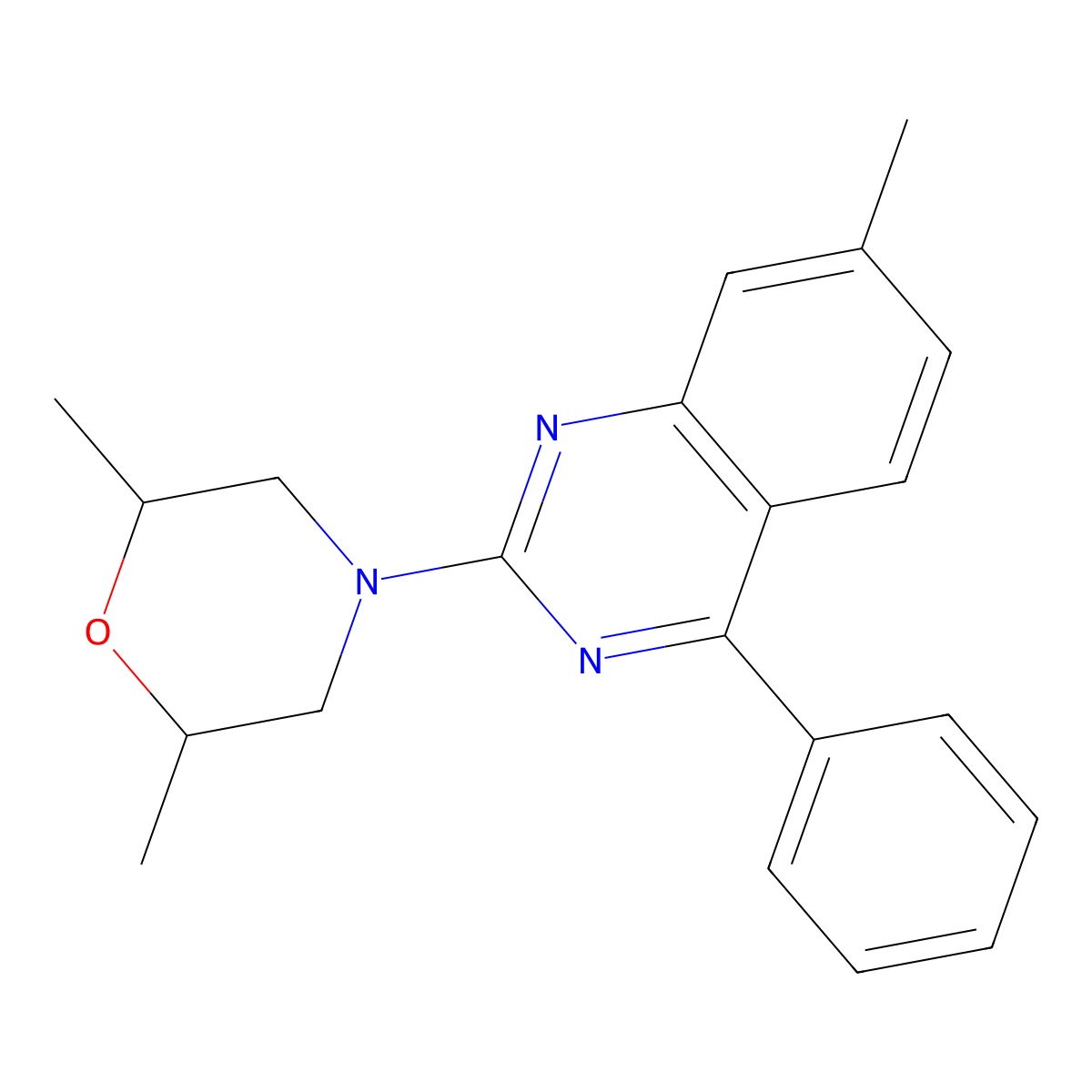 2-(2,6-Dimethylmorpholin-4-yl)-7-methyl-4-phenylquinazoline molecular structure, CAS 1400021-16-0