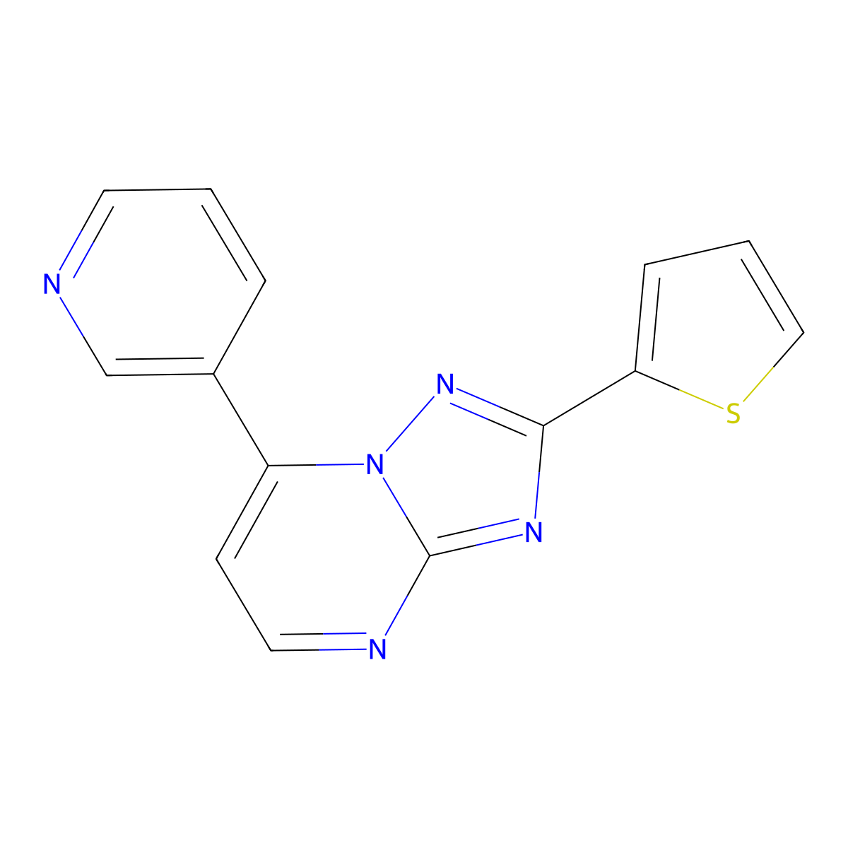 7-(Pyridin-3-yl)-2-(thiophen-2-yl)[1,2,4]triazolo[1,5-a]pyrimidine molecular structure, CAS 1400023-10-0