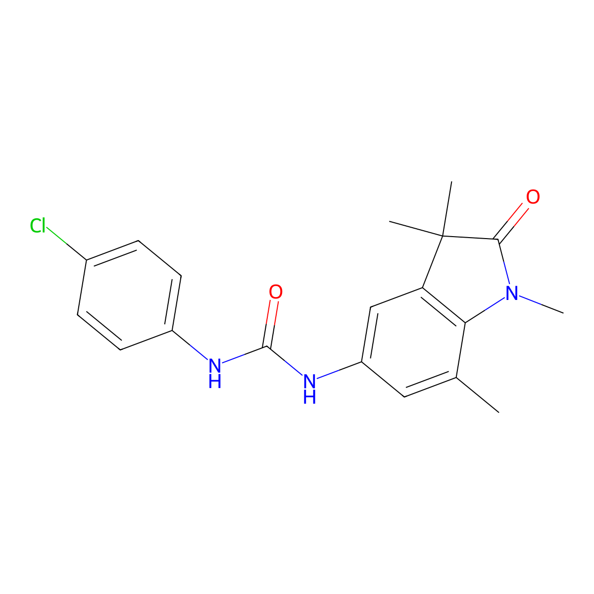 1-(4-Chlorophenyl)-3-(1,3,3,7-tetramethyl-2-oxoindolin-5-yl)urea molecular structure, CAS 1400026-45-0