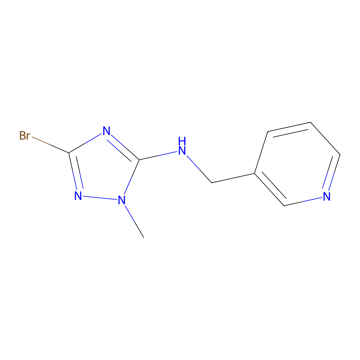 3-bromo-1-methyl-N-(pyridin-3-ylmethyl)-1H-1,2,4-triazol-5-amine molecular structure, CAS 1400026-46-1
