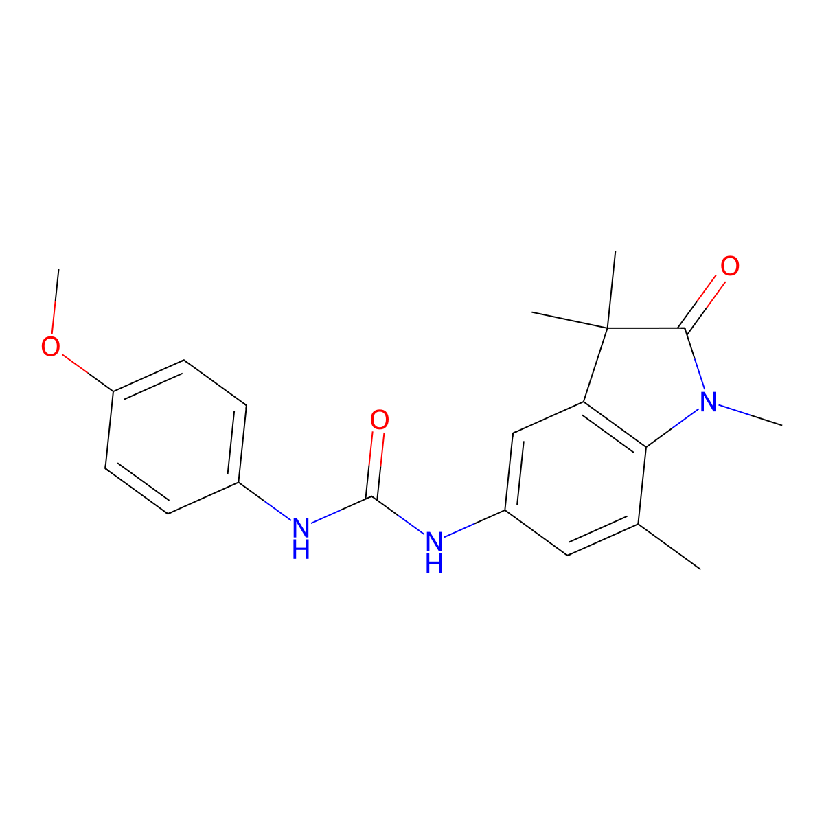 1-(4-Methoxyphenyl)-3-(1,3,3,7-tetramethyl-2-oxoindolin-5-yl)urea molecular structure, CAS 1400062-00-1
