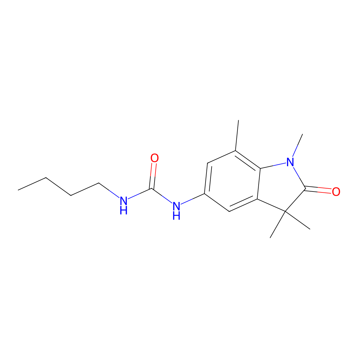 1-Butyl-3-(1,3,3,7-tetramethyl-2-oxoindolin-5-yl)urea molecular structure, CAS 1400071-25-1