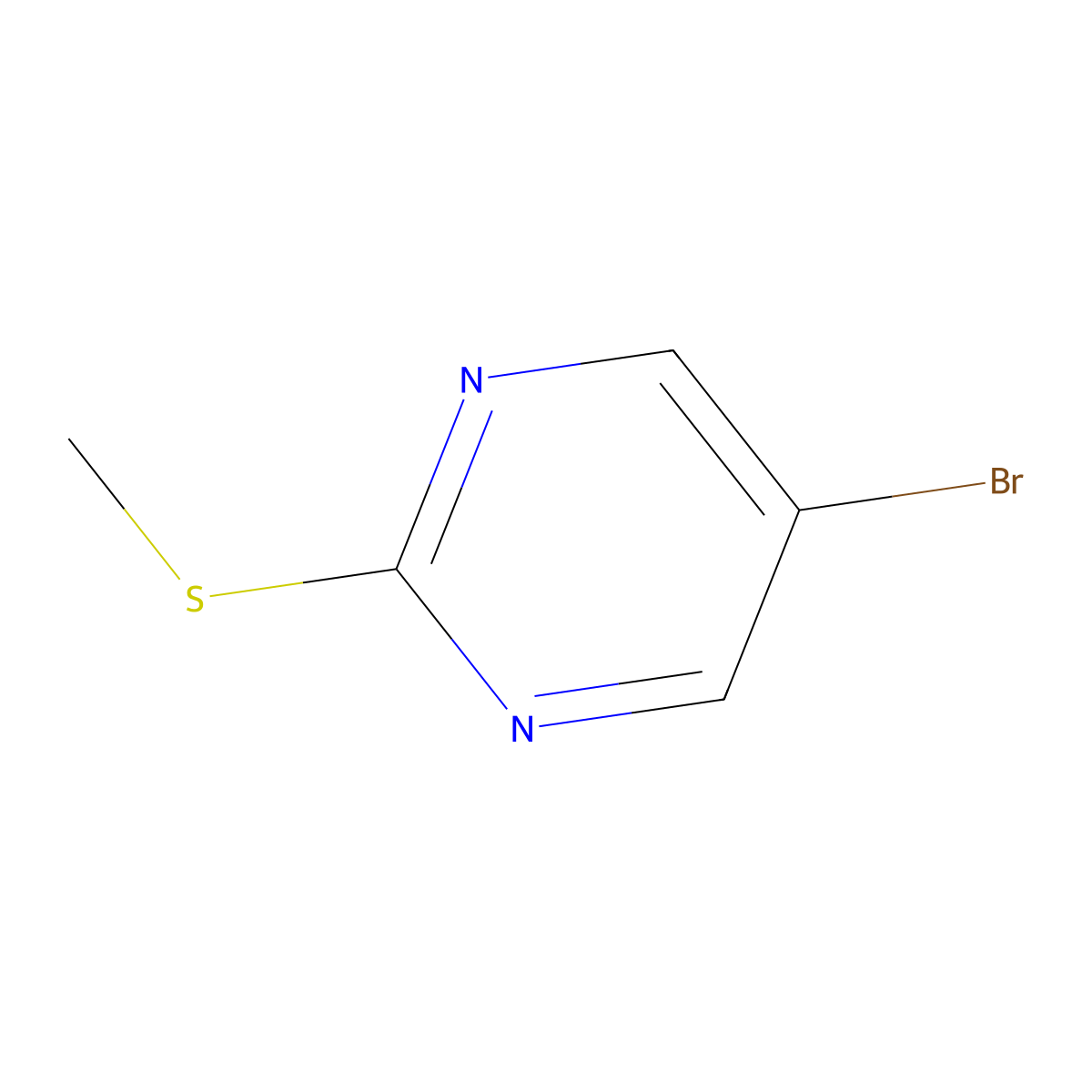 5-Bromo-2-(methylsulfanyl)pyrimidine molecular structure, CAS 14001-67-3