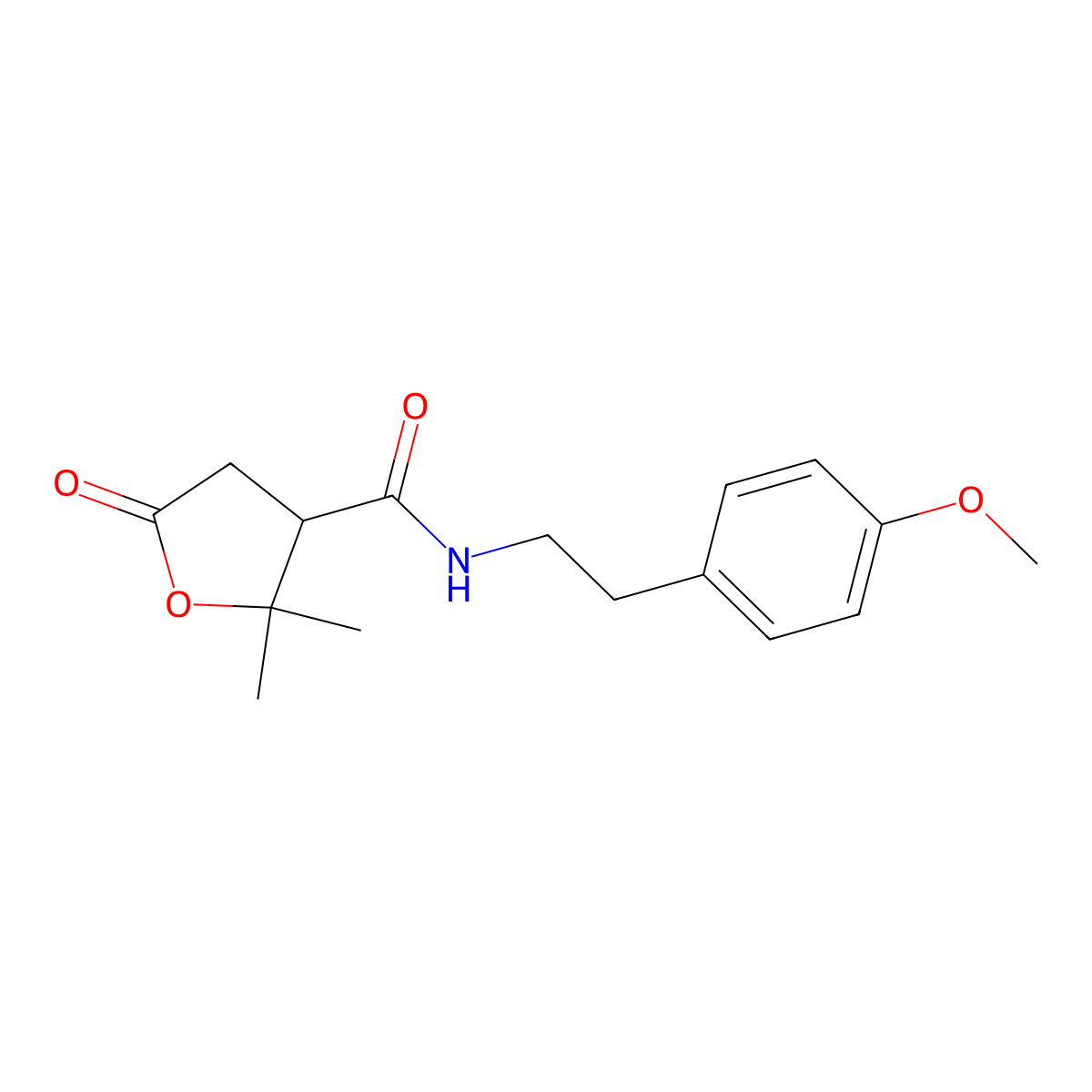 N-[2-(4-methoxyphenyl)ethyl]-2,2-dimethyl-5-oxotetrahydrofuran-3-carboxamide molecular structure, CAS 1400101-67-8