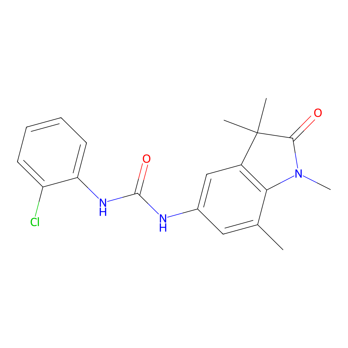1-(2-Chlorophenyl)-3-(1,3,3,7-tetramethyl-2-oxoindolin-5-yl)urea molecular structure, CAS 1400102-96-6