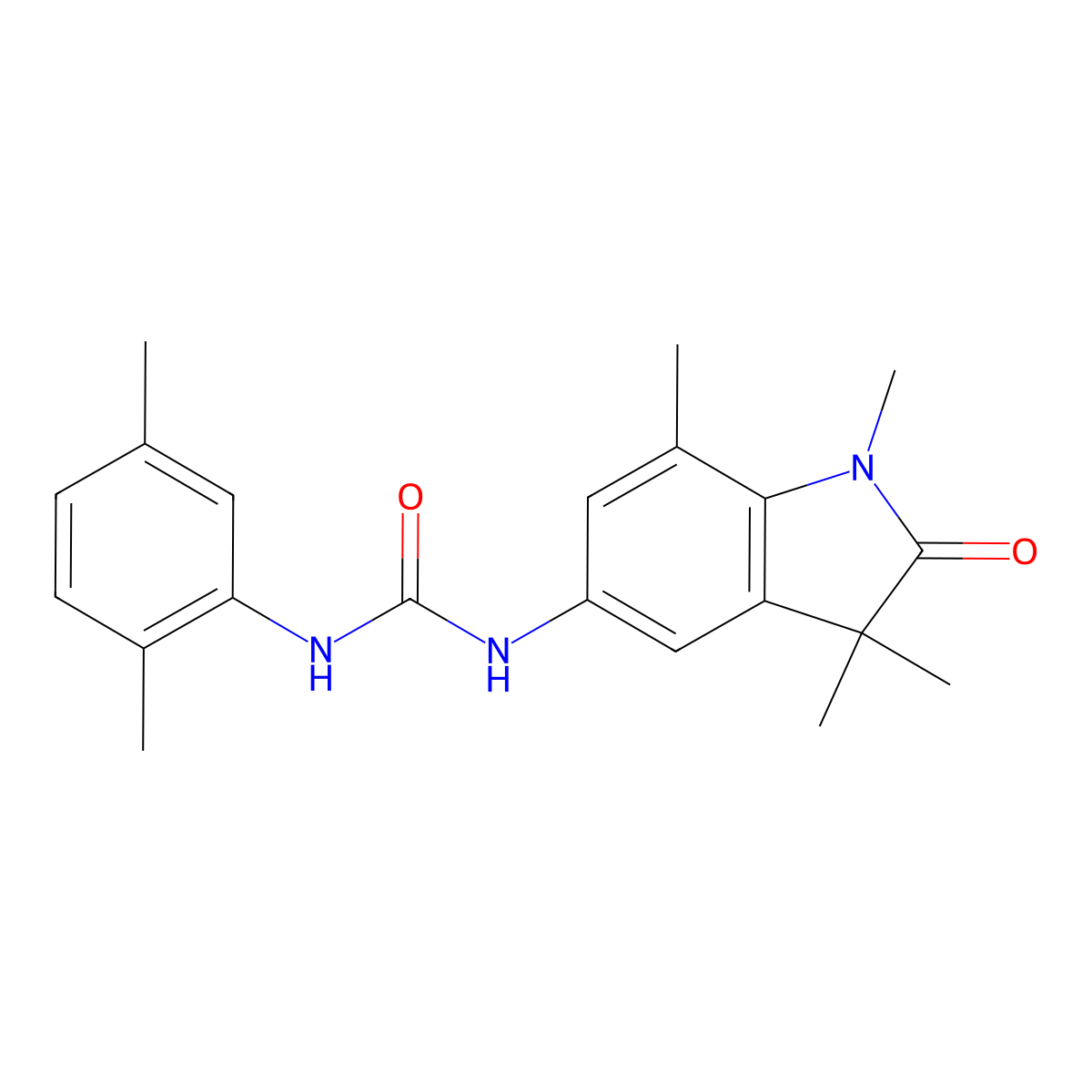 1-(2,5-Dimethylphenyl)-3-(1,3,3,7-tetramethyl-2-oxoindolin-5-yl)urea molecular structure, CAS 1400105-80-7