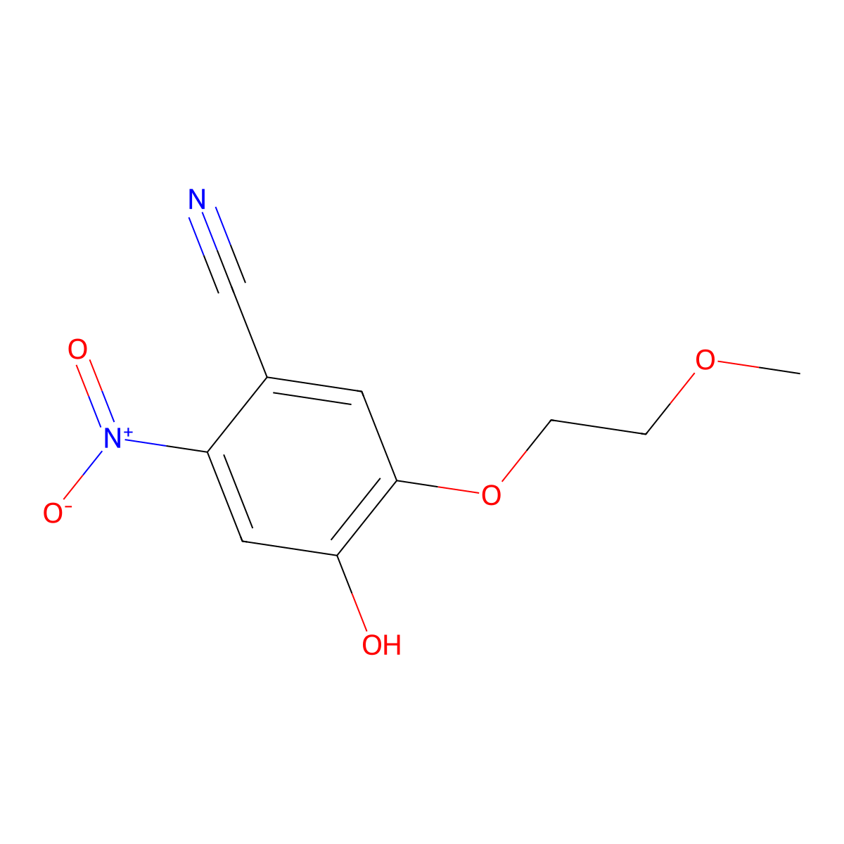 4-Hydroxy-5-(2-methoxyethoxy)-2-nitrobenzonitrile molecular structure, CAS 1400188-34-2