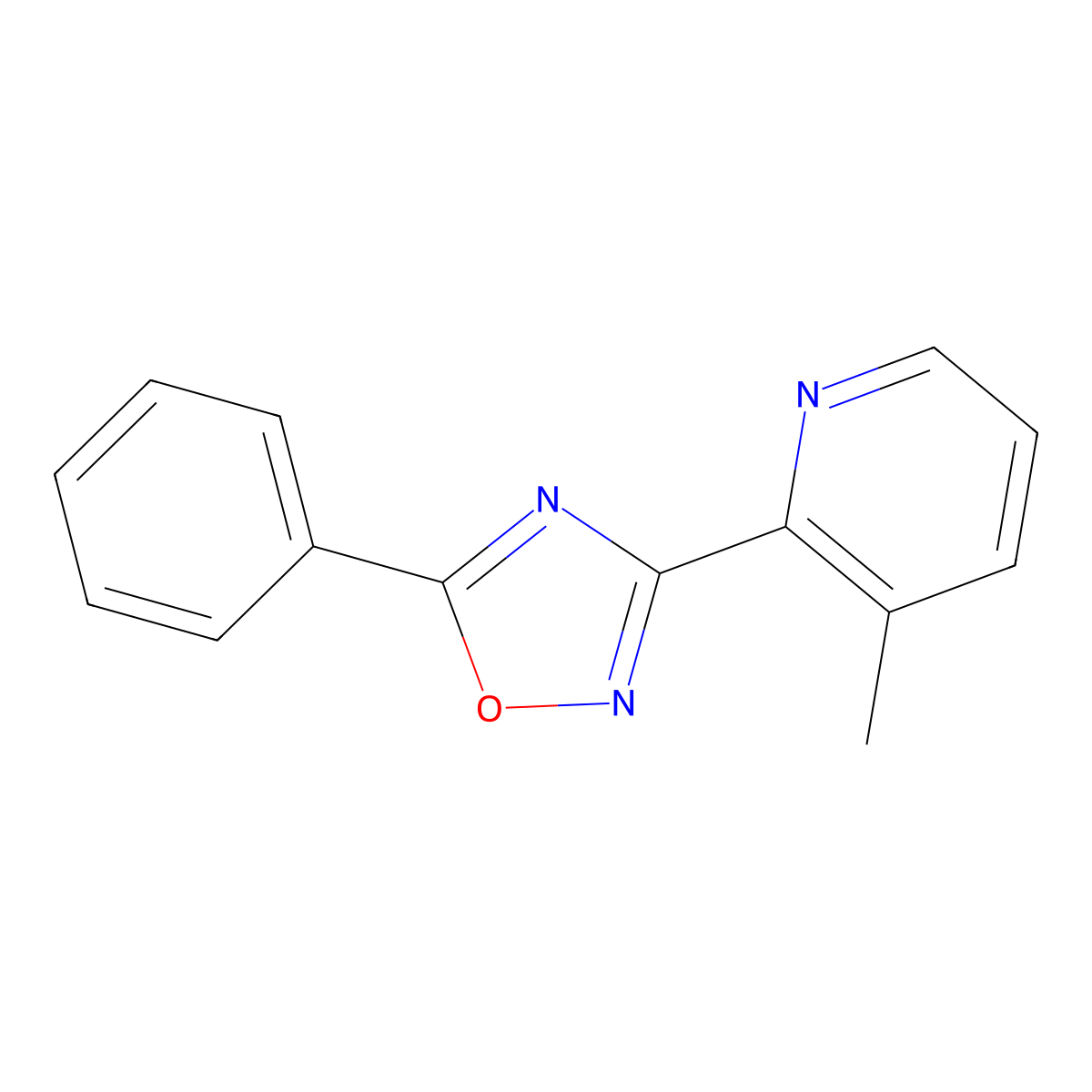3-(3-Methyl-2-pyridyl)-5-phenyl-1,2,4-oxadiazole molecular structure, CAS 1400191-51-6