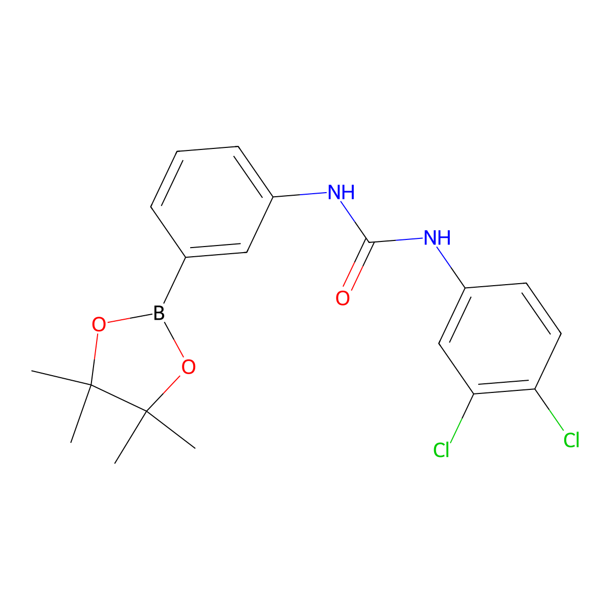 1-(3,4-Dichlorophenyl)-3-[3-(tetramethyl-1,3,2-dioxaborolan-2-yl)phenyl]urea molecular structure, CAS 1400222-60-7
