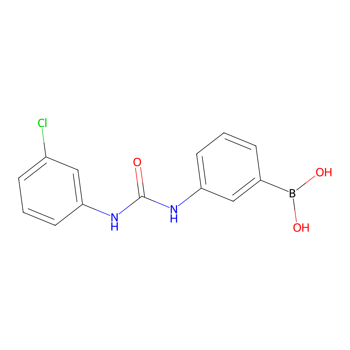 (3-(3-(3-Chlorophenyl)ureido)phenyl)boronic acid molecular structure, CAS 1400223-34-8