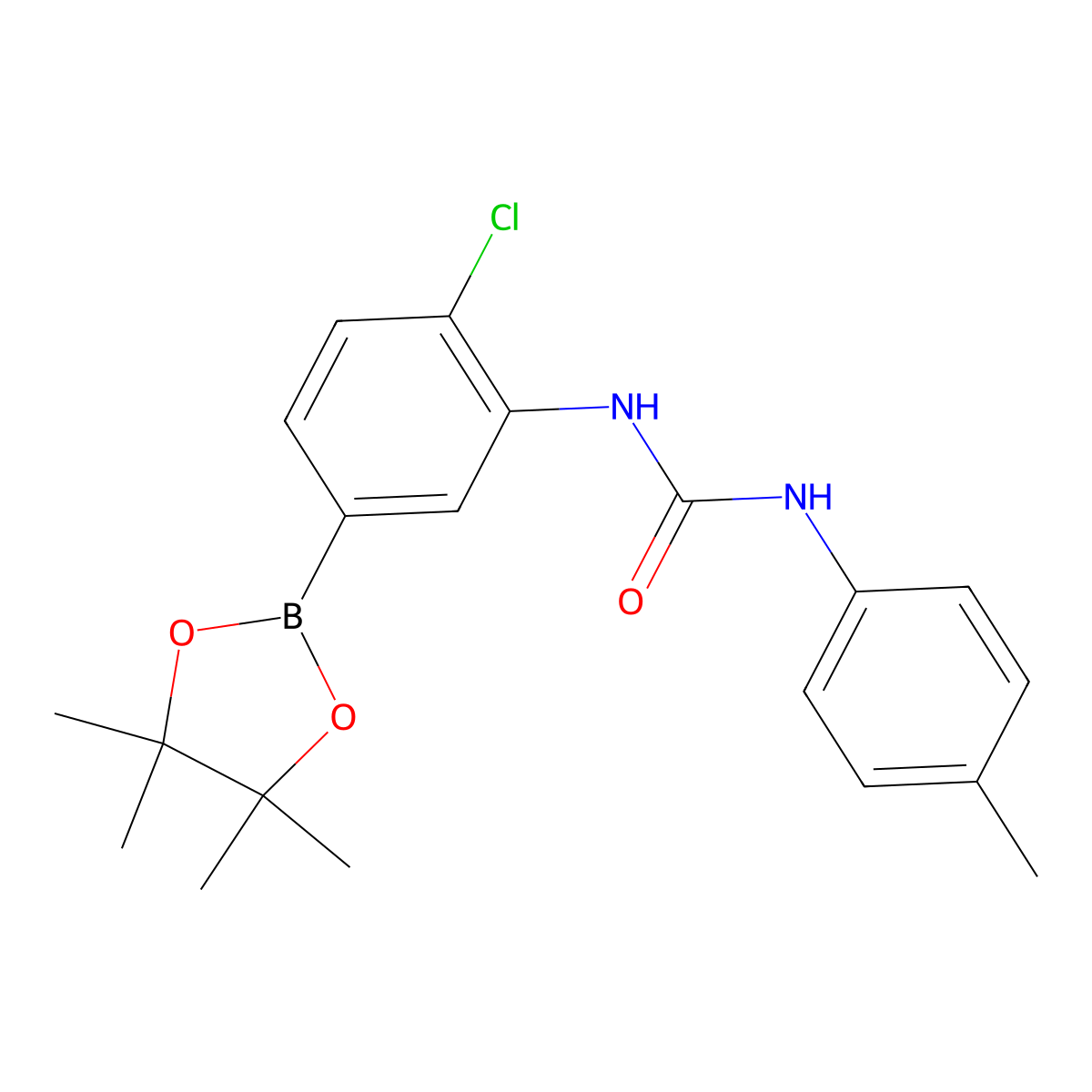 1-(2-Chloro-5-(4,4,5,5-tetramethyl-1,3,2-dioxaborolan-2-yl)phenyl)-3-(p-tolyl)urea molecular structure, CAS 1400225-39-9