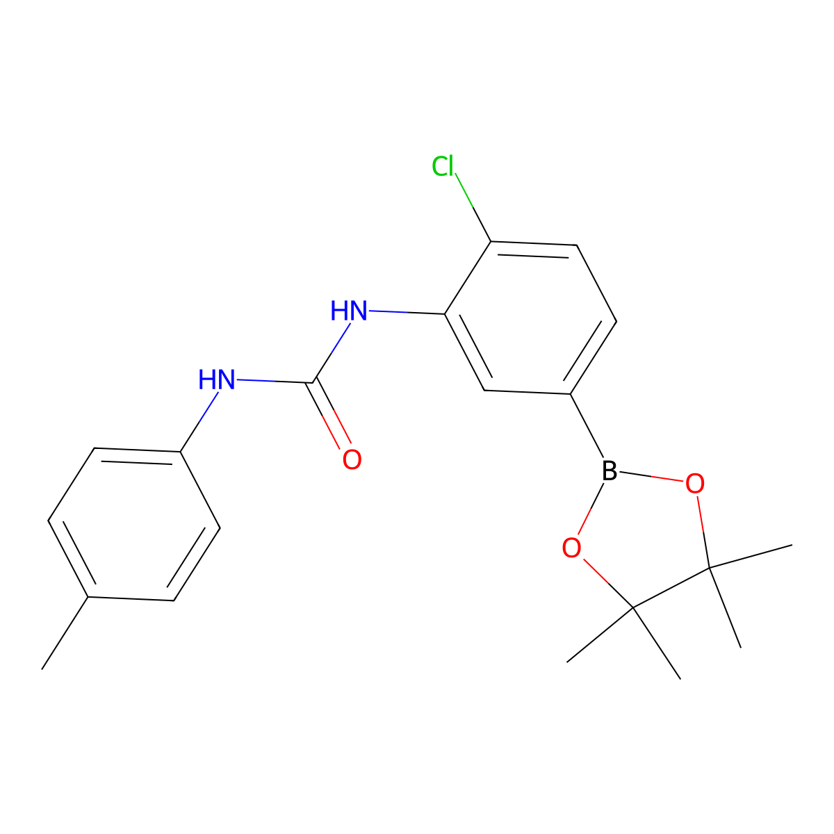1-(2-Chloro-5-(4,4,5,5-tetramethyl-1,3,2-dioxaborolan-2-yl)phenyl)-3-(p-tolyl)urea molecular structure, CAS 1400225-39-9