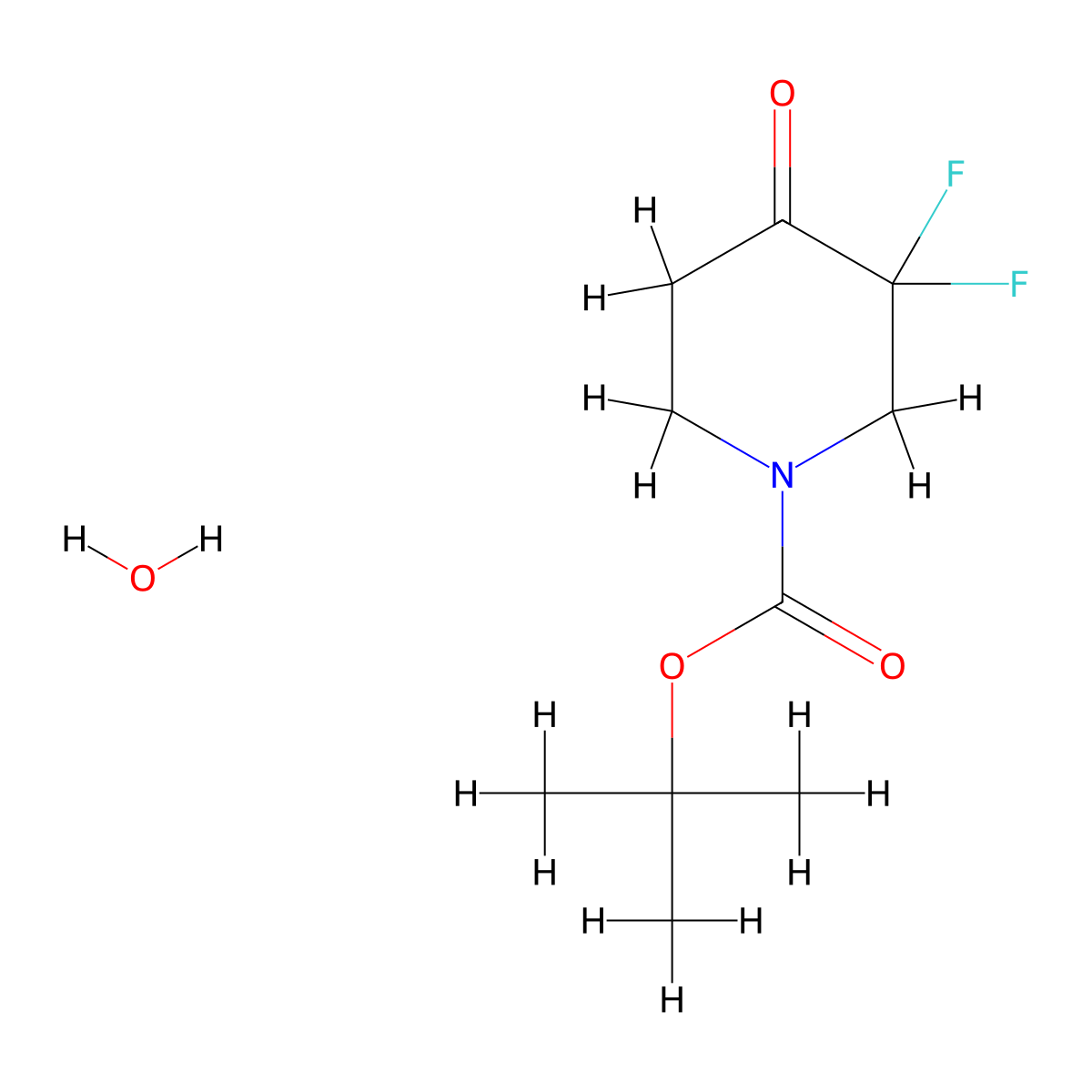 tert-Butyl 3,3-difluoro-4-oxopiperidine-1-carboxylate hydrate molecular structure, CAS 1400264-85-8