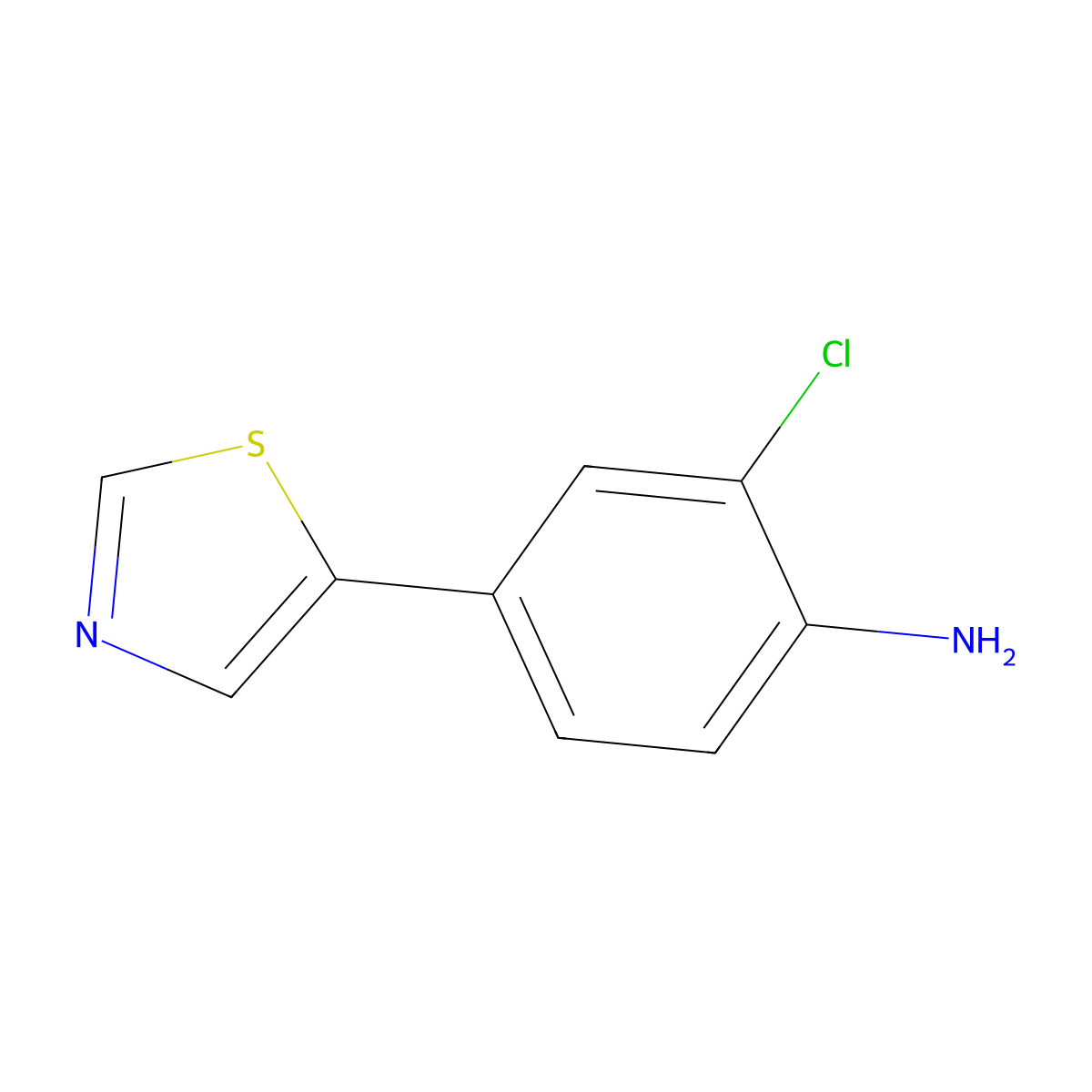 2-Chloro-4-(thiazol-5-yl)aniline molecular structure, CAS 1400287-28-6
