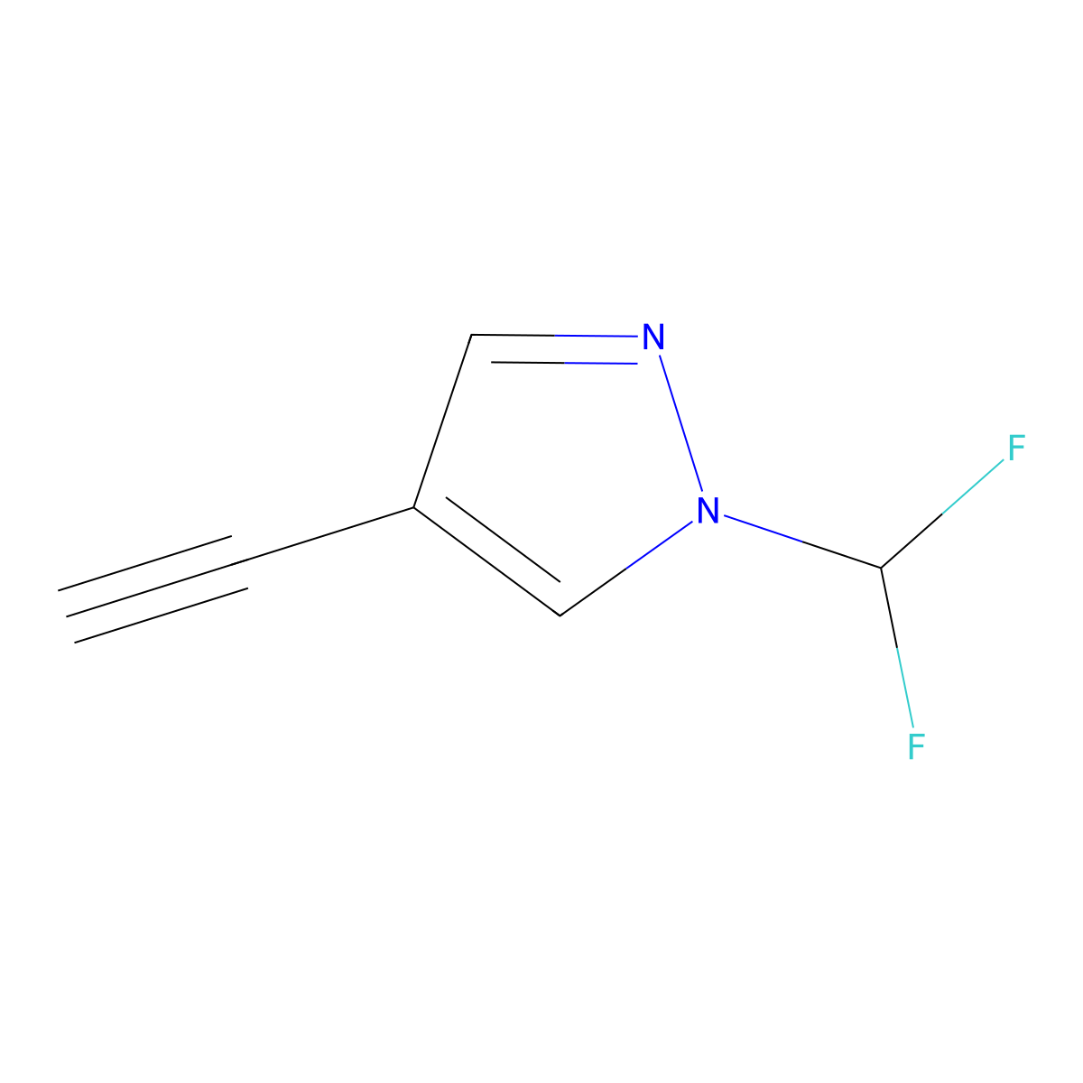 1-(difluoromethyl)-4-ethynyl-1H-pyrazole molecular structure, CAS 1400287-71-9