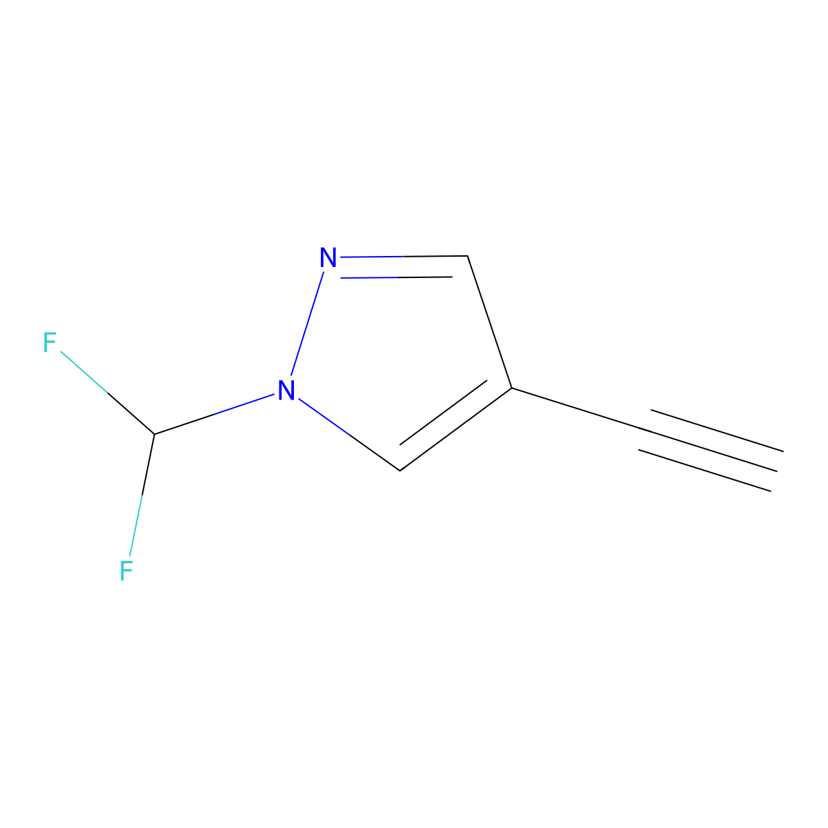 1-(difluoromethyl)-4-ethynyl-1H-pyrazole molecular structure, CAS 1400287-71-9