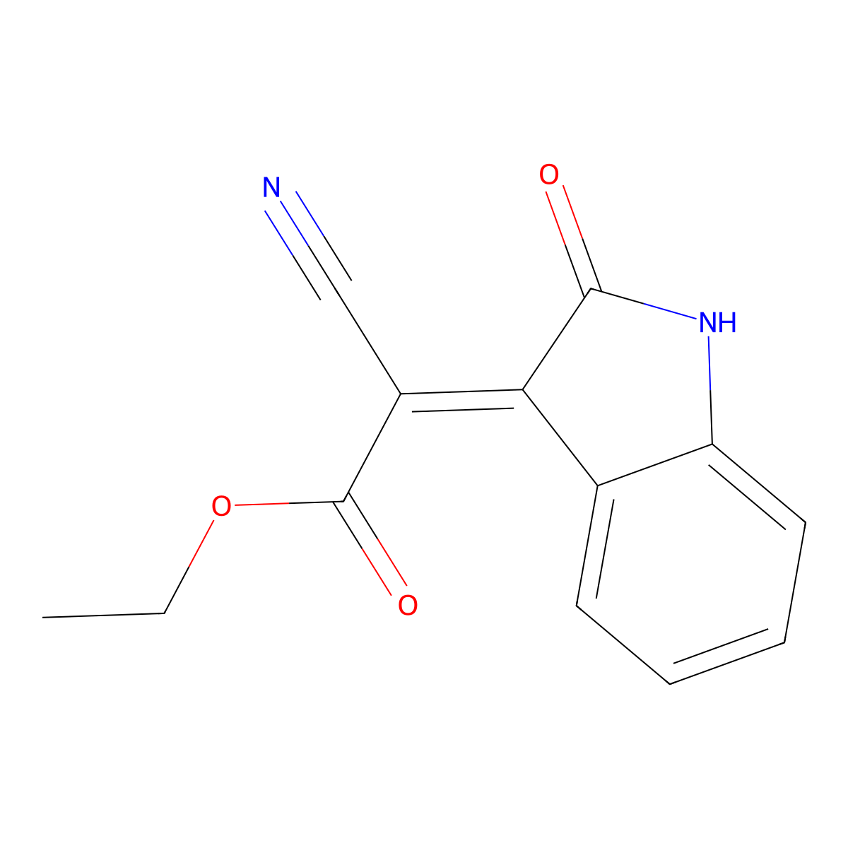 Ethyl 2-nitrilo-2-(2-oxoindolin-3-ylidene)acetate molecular structure, CAS 14003-19-1