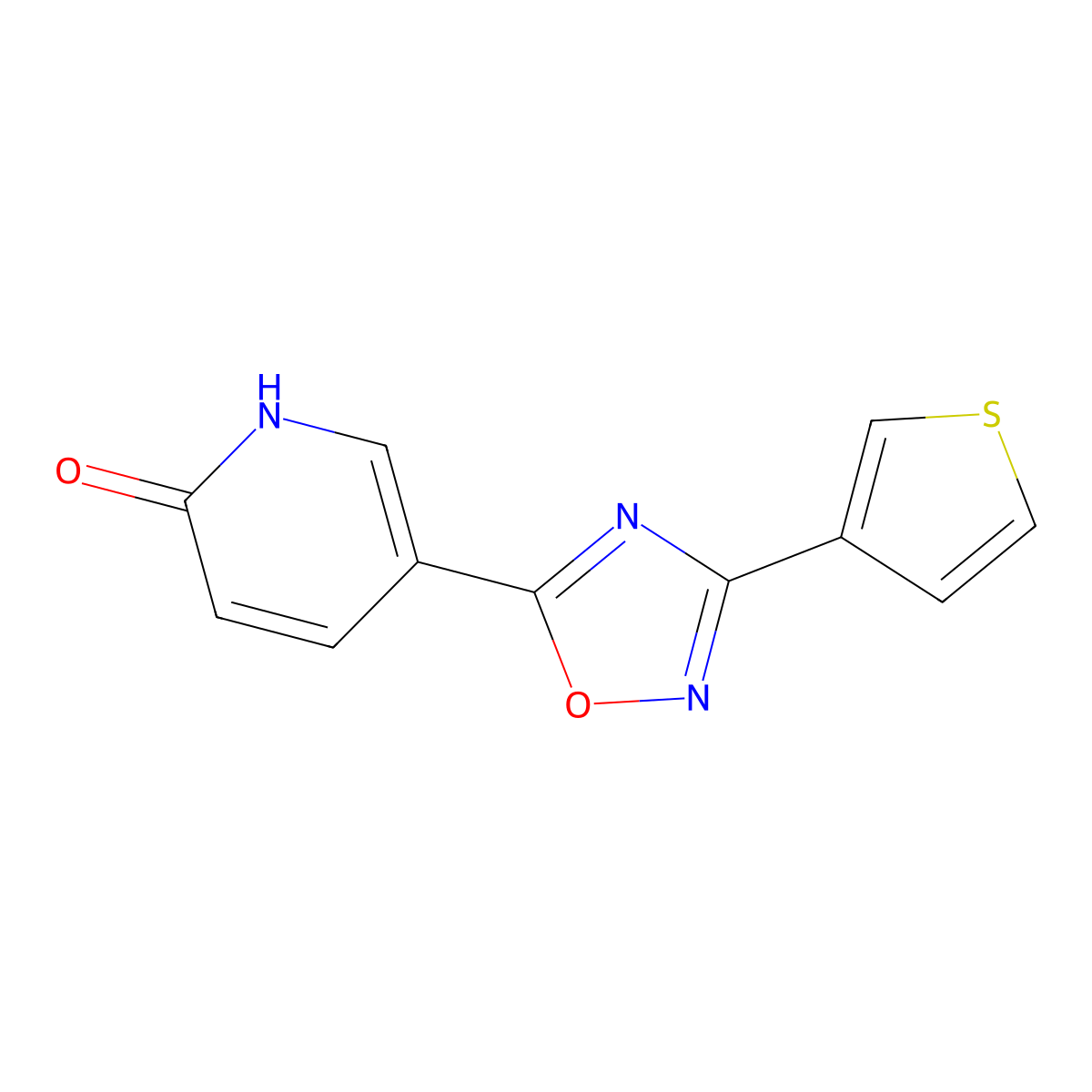 5-[3-(thiophen-3-yl)-1,2,4-oxadiazol-5-yl]pyridin-2(1H)-one molecular structure, CAS 1400540-04-6