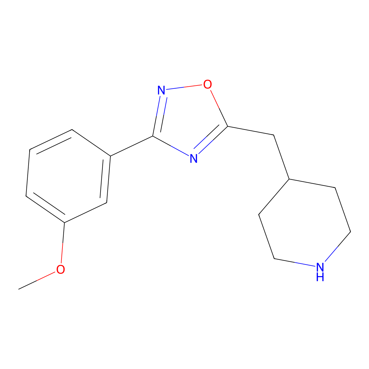 4-{[3-(3-Methoxyphenyl)-1,2,4-oxadiazol-5-yl]methyl}piperidine molecular structure, CAS 1400540-19-3