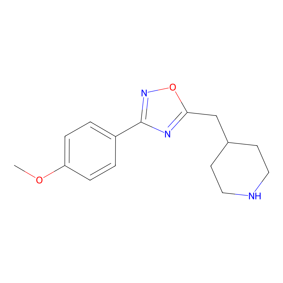 4-{[3-(4-Methoxyphenyl)-1,2,4-oxadiazol-5-yl]methyl}piperidine molecular structure, CAS 1400540-41-1