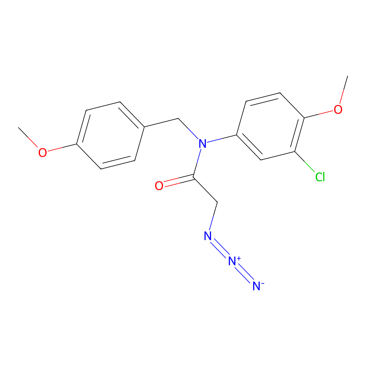 2-azido-N-(3-chloro-4-methoxyphenyl)-N-(4-methoxybenzyl)acetamide molecular structure, CAS 1400540-90-0