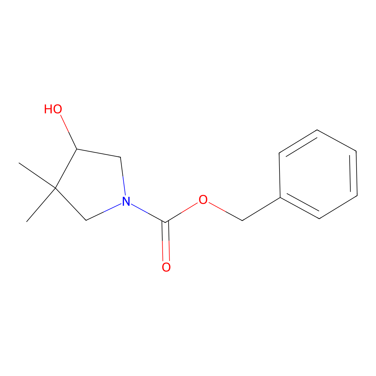 Benzyl 4-hydroxy-3,3-dimethylpyrrolidine-1-carboxylate molecular structure, CAS 1400580-43-9