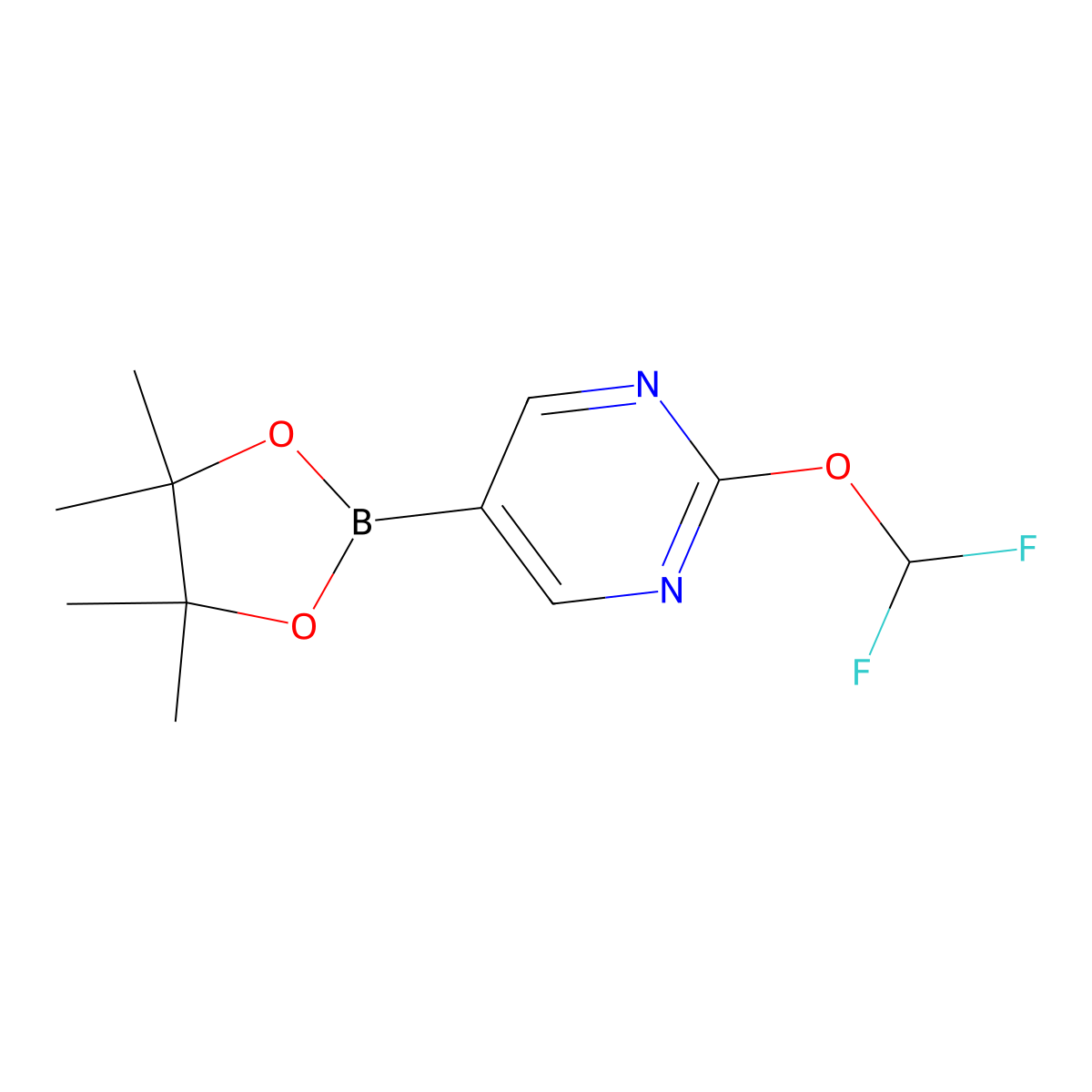 2-(Difluoromethoxy)-5-(4,4,5,5-tetramethyl-1,3,2-dioxaborolan-2-yl)pyrimidine molecular structure, CAS 1400581-04-5