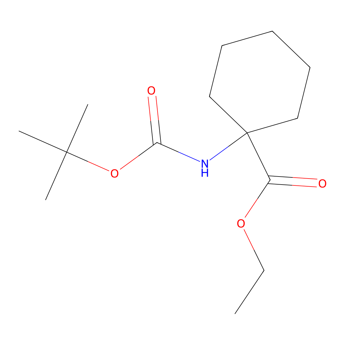Ethyl 1-(tert-butoxycarbonylamino) cyclohexanecarboxylate molecular structure, CAS 1400583-09-6