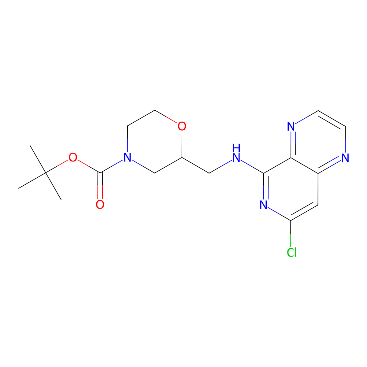 (R)-tert-butyl 2-((7-chloropyrido[4,3-b]pyrazin-5-ylamino)methyl)morpholine-4-carboxylate molecular structure, CAS 1400589-53-8