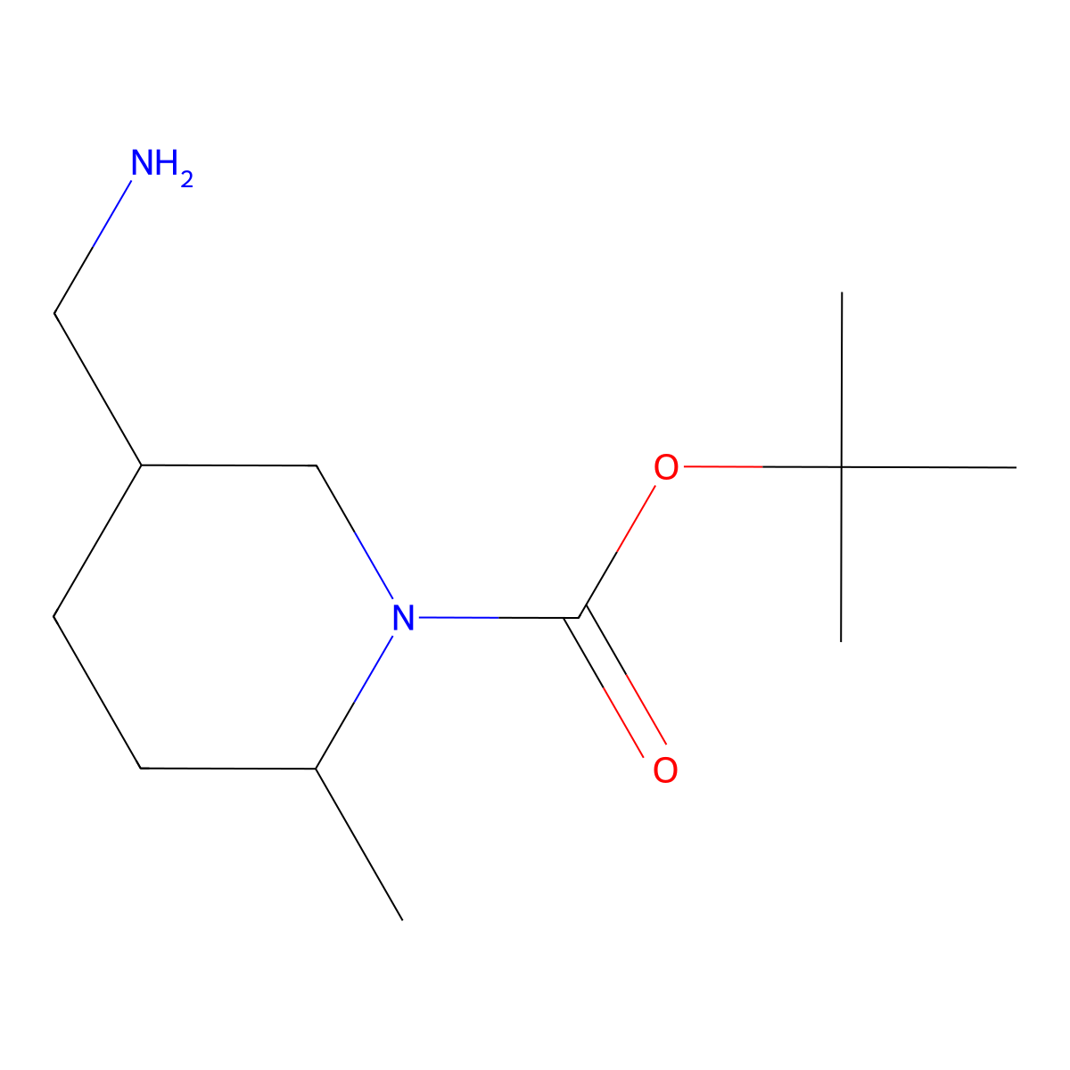 Tert-butyl 5-(aminomethyl)-2-methylpiperidine-1-carboxylate molecular structure, CAS 1400589-77-6
