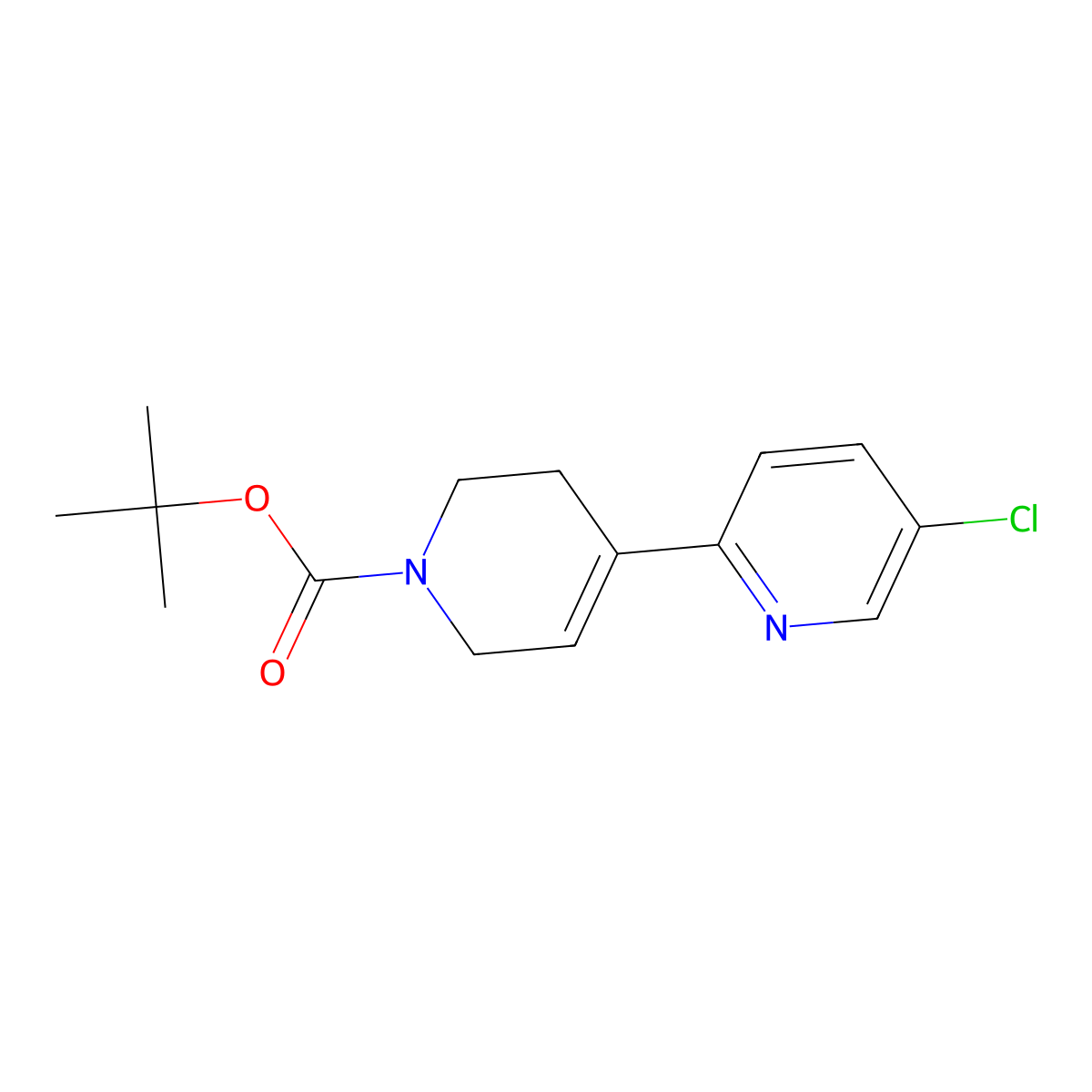 tert-butyl 4-(5-chloro-2-pyridyl)-3,6-dihydro-2H-pyridine-1-carboxylate molecular structure, CAS 1400593-06-7