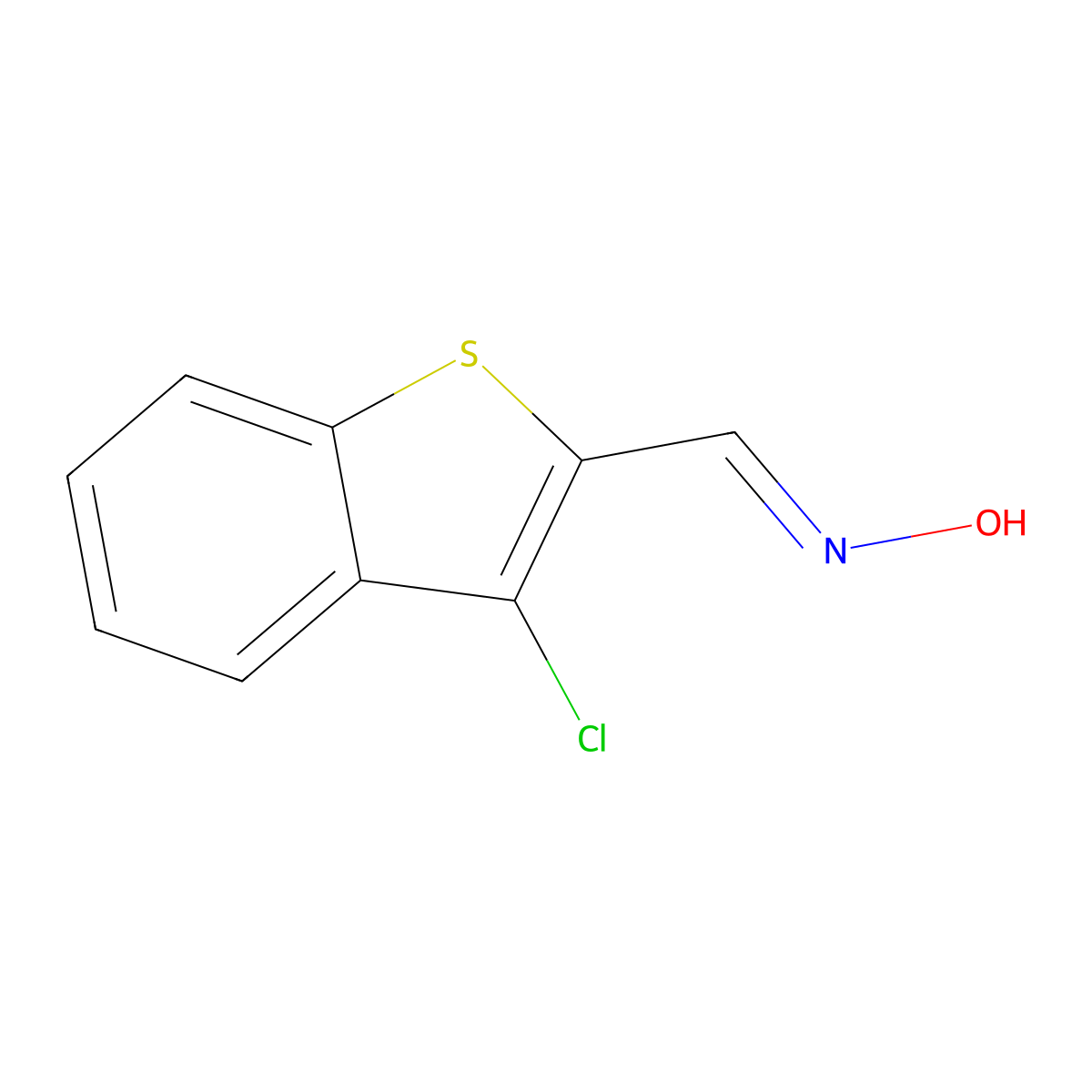 3-Chloro-1-benzothiophene-2-carbaldehyde oxime molecular structure, CAS 14006-55-4