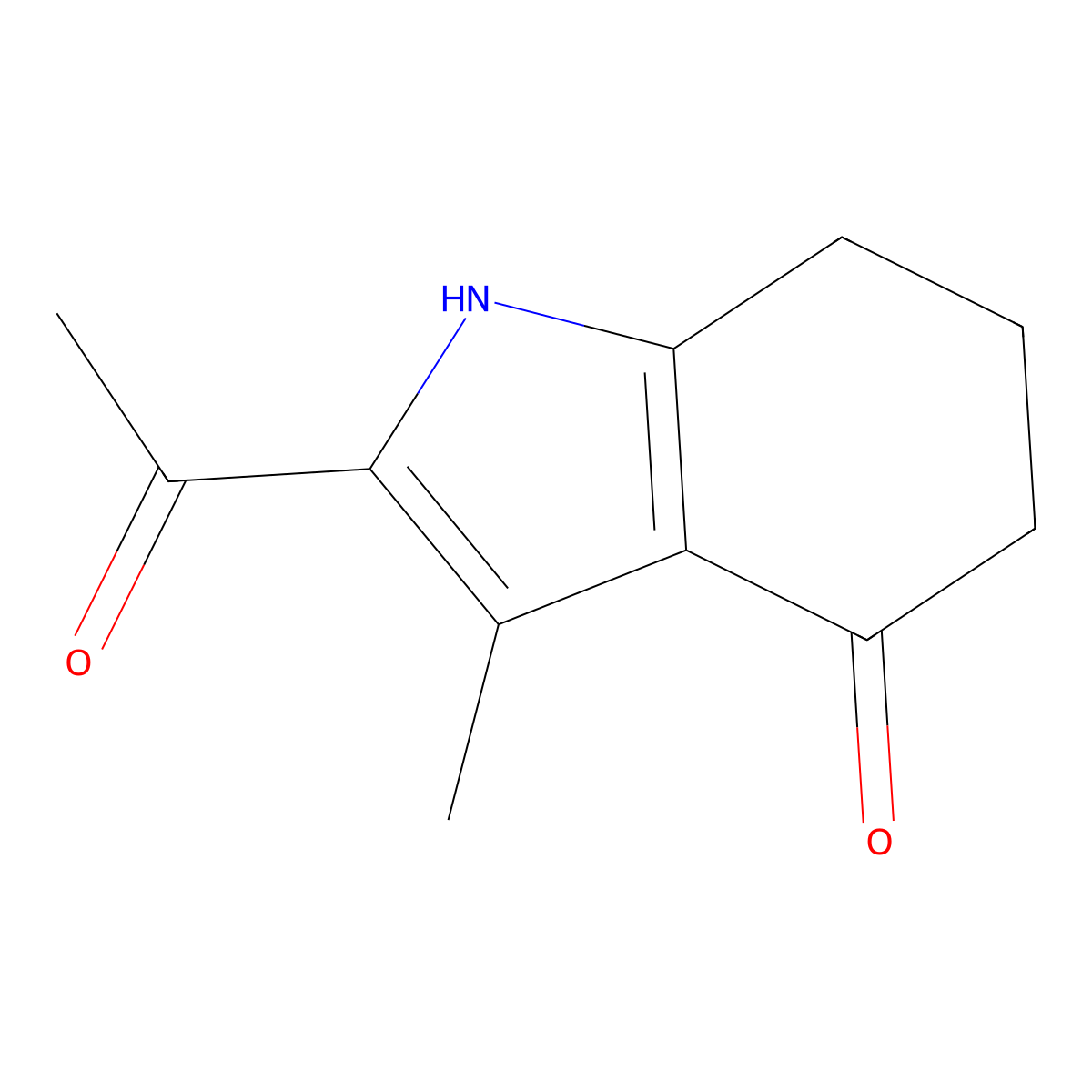 Indol-4(5H)-one, 2-acetyl-6,7-dihydro-3-methyl- molecular structure, CAS 14006-80-5