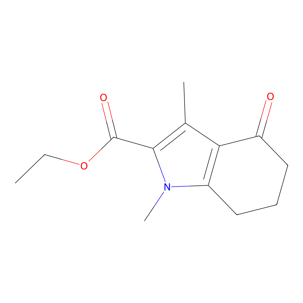 Ethyl 1,3-dimethyl-4-oxo-4,5,6,7-tetrahydro-1H-indole-2-carboxylate molecular structure, CAS 14006-82-7