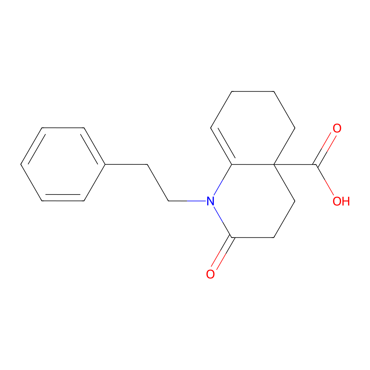 2-oxo-1-phenethyl-1,3,4,5,6,7-hexahydro-4a(2H)-quinolinecarboxylic acid molecular structure, CAS 1400635-44-0