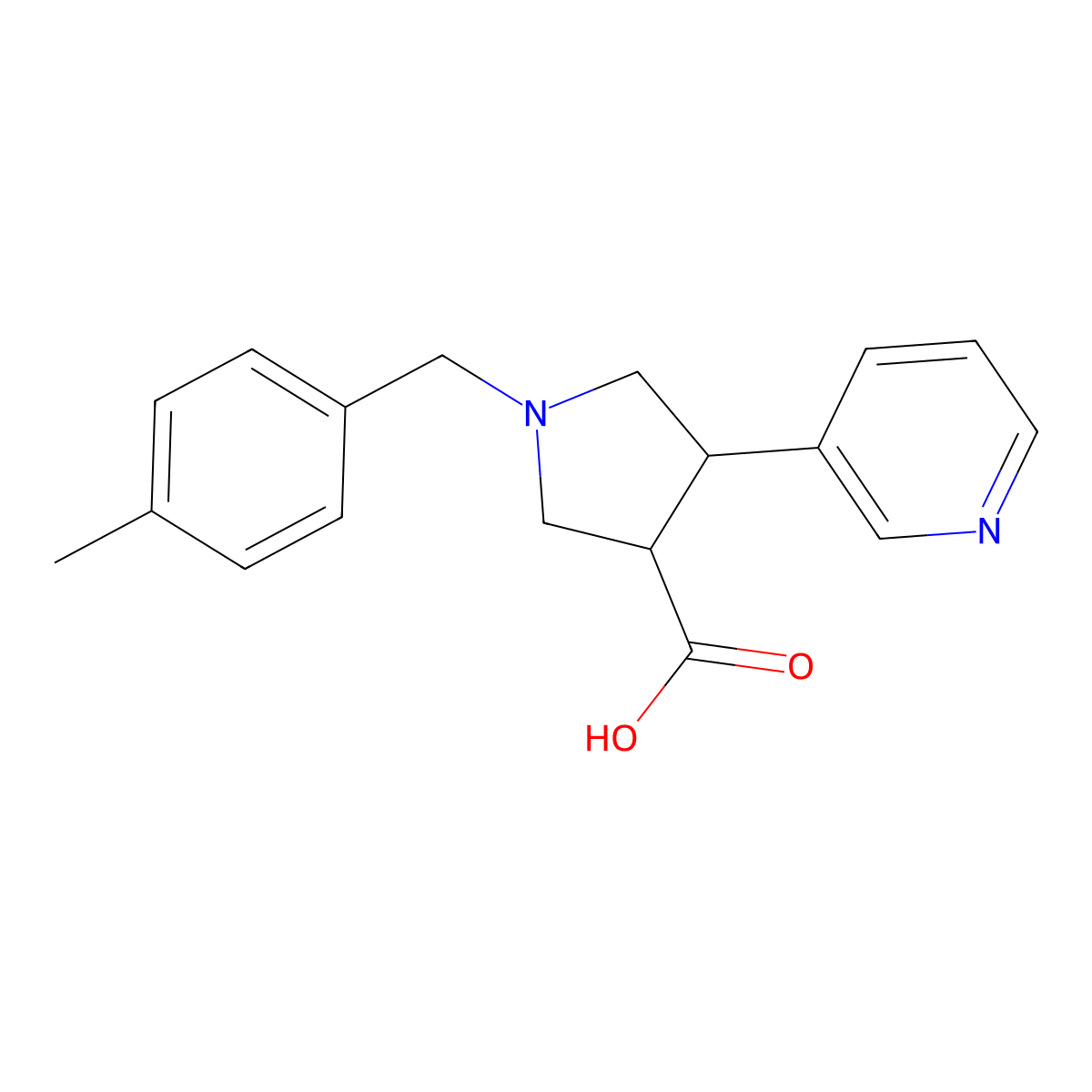 1-(4-Methylbenzyl)-4-(3-pyridyl)-3-pyrrolidinecarboxylic acid molecular structure, CAS 1400635-45-1