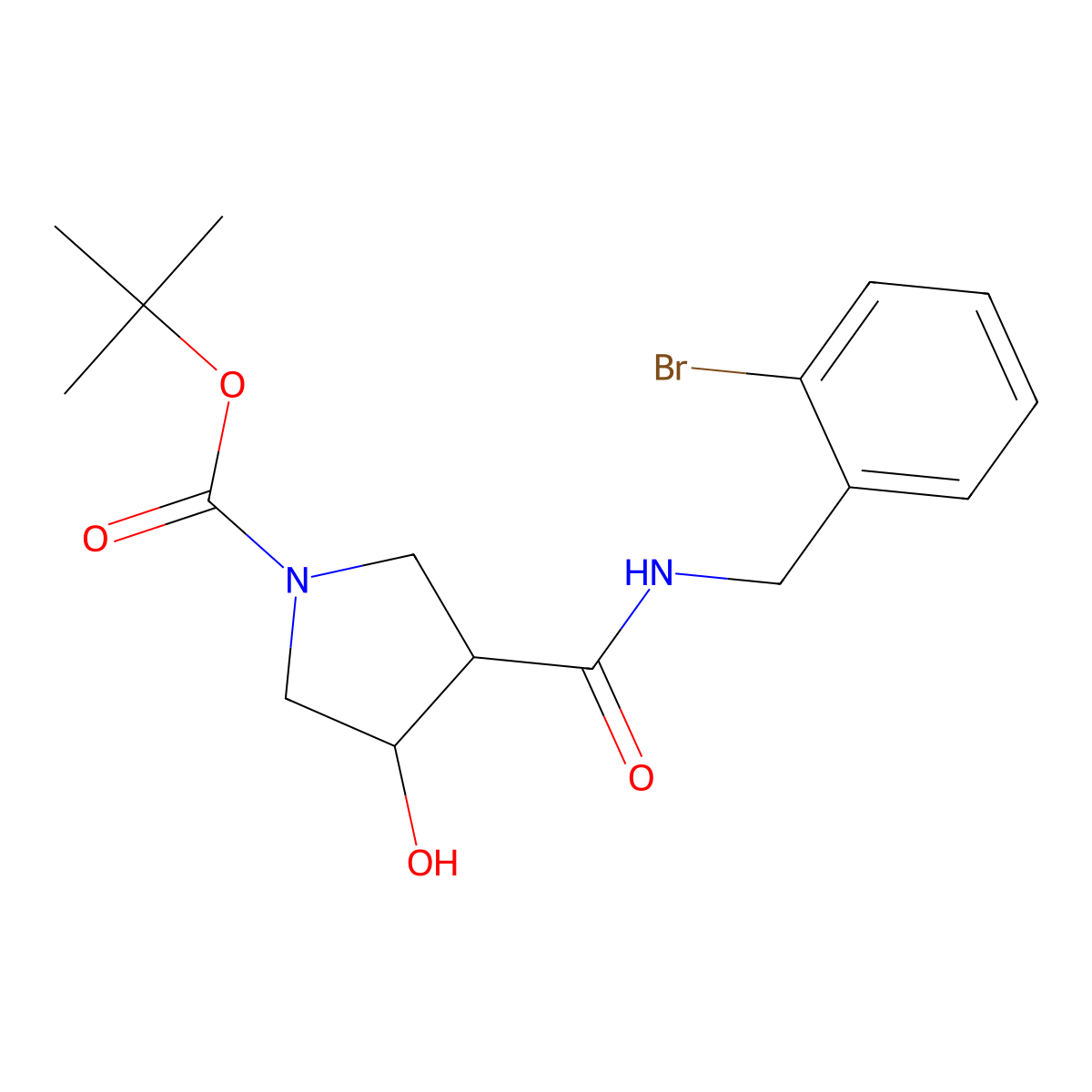 Tert-butyl 3-[(2-bromobenzyl)carbamoyl]-4-hydroxypyrrolidine-1-carboxylate molecular structure, CAS 1400635-52-0