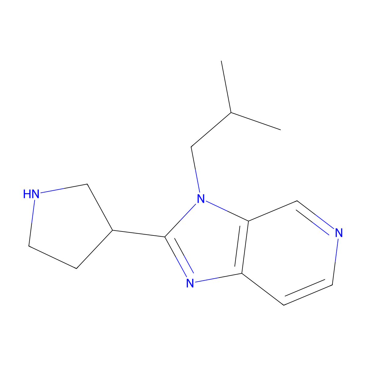 3-isobutyl-2-tetrahydro-1H-pyrrol-3-yl-3H-imidazo[4,5-c]pyridine molecular structure, CAS 1400635-56-4