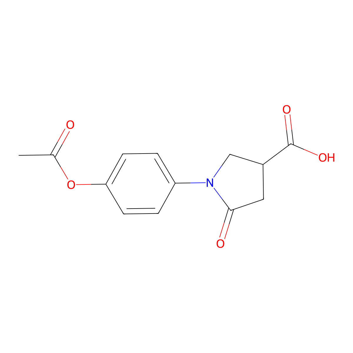 1-[4-(Acetyloxy)phenyl]-5-oxo-3-pyrrolidinecarboxylic acid molecular structure, CAS 1400635-57-5