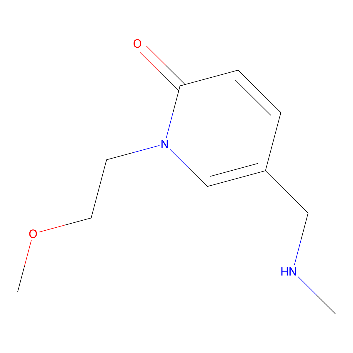 1-(2-methoxyethyl)-5-[(methylamino)methyl]-2(1H)-pyridinone molecular structure, CAS 1400635-60-0