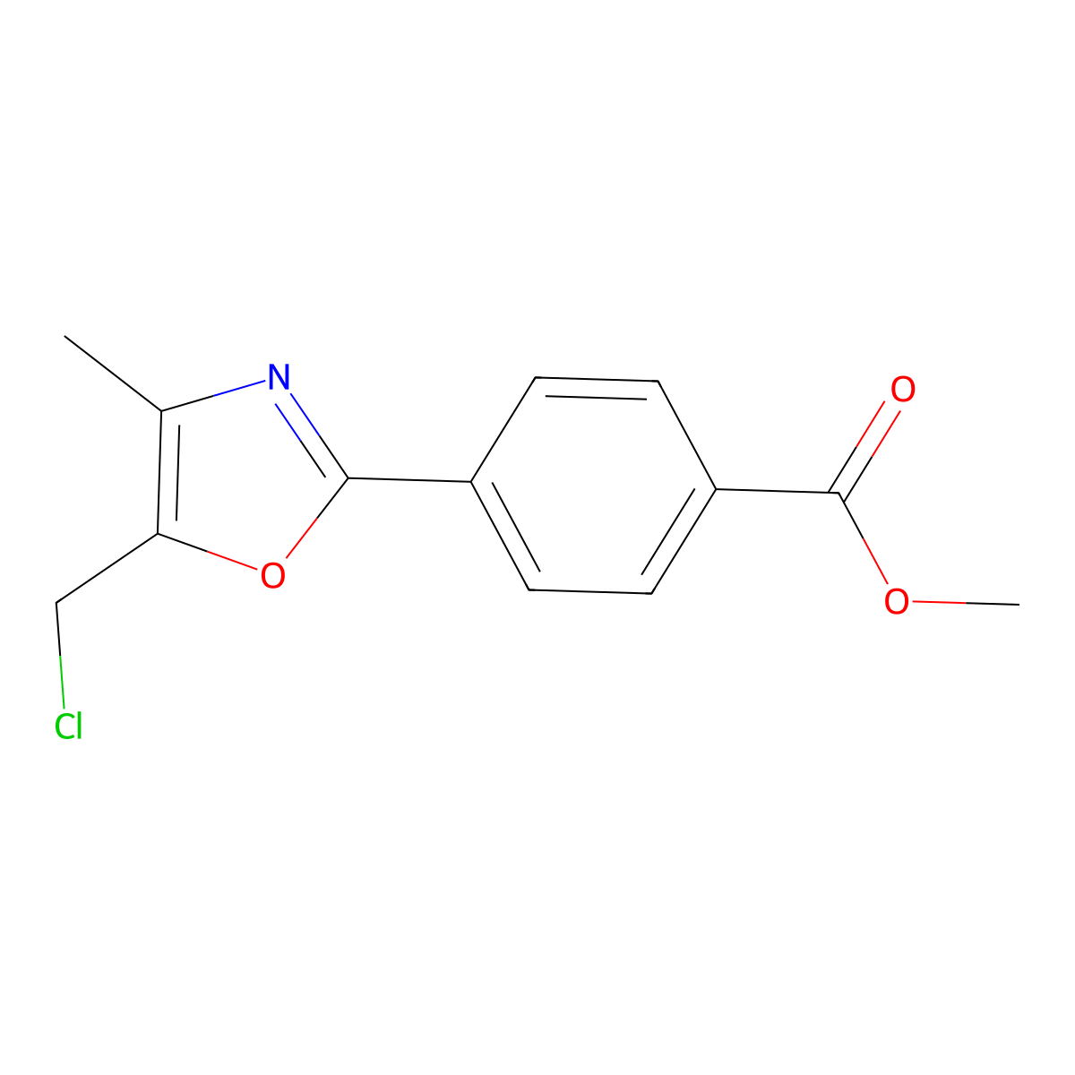 Methyl 4-[5-(chloromethyl)-4-methyl-1,3-oxazol-2-yl]benzoate molecular structure, CAS 1400635-64-4