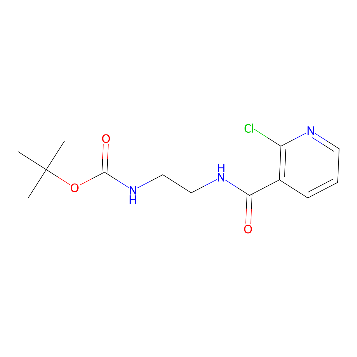 tert-butyl N-(2-{[(2-chloro-3-pyridyl)carbonyl]amino}ethyl)carbamate molecular structure, CAS 1400635-66-6