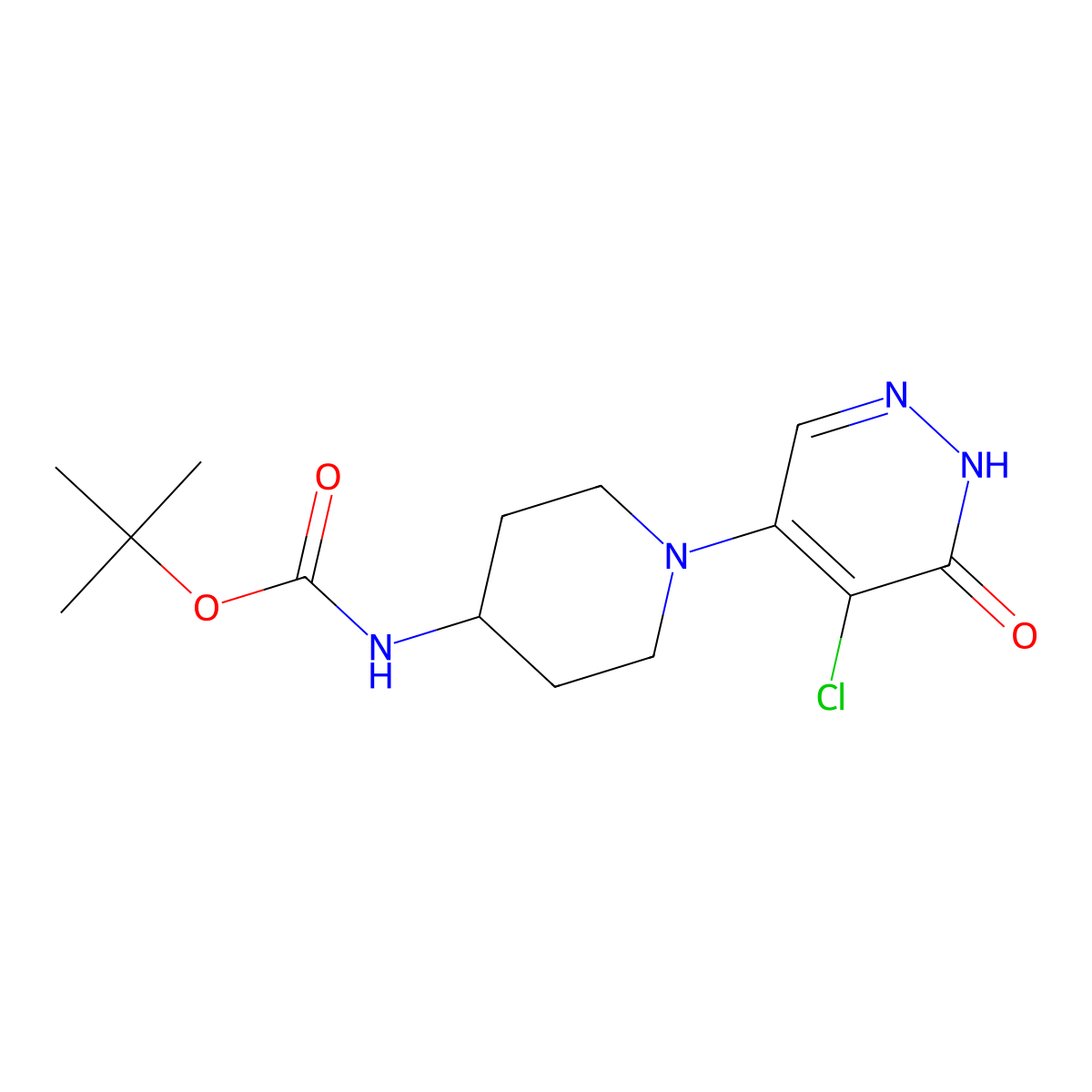 tert-butyl N-[1-(5-chloro-6-oxo-1,6-dihydro-4-pyridazinyl)-4-piperidyl]carbamate molecular structure, CAS 1400635-74-6