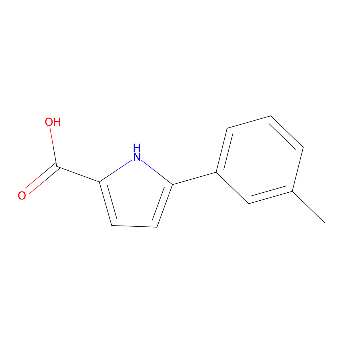 5-(3-methylphenyl)-1H-pyrrole-2-carboxylic acid molecular structure, CAS 1400635-76-8