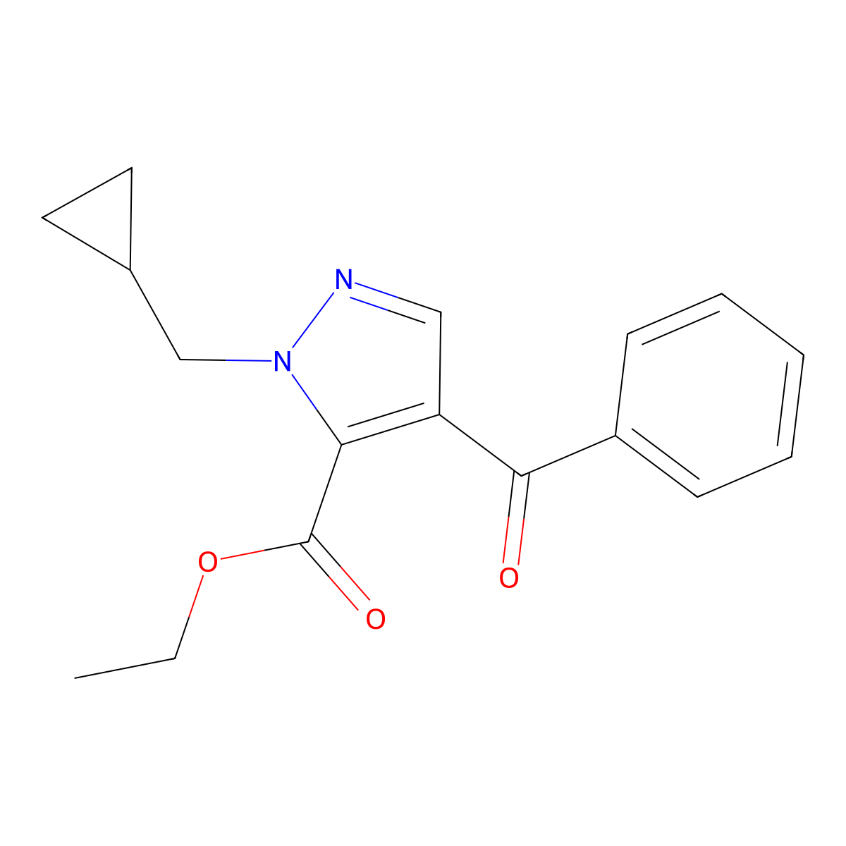 ethyl 4-benzoyl-1-(cyclopropylmethyl)-1H-pyrazole-5-carboxylate molecular structure, CAS 1400635-78-0
