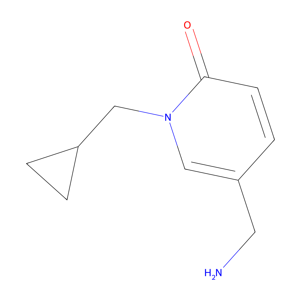 5-(aminomethyl)-1-(cyclopropylmethyl)-2(1H)-pyridinone molecular structure, CAS 1400635-87-1