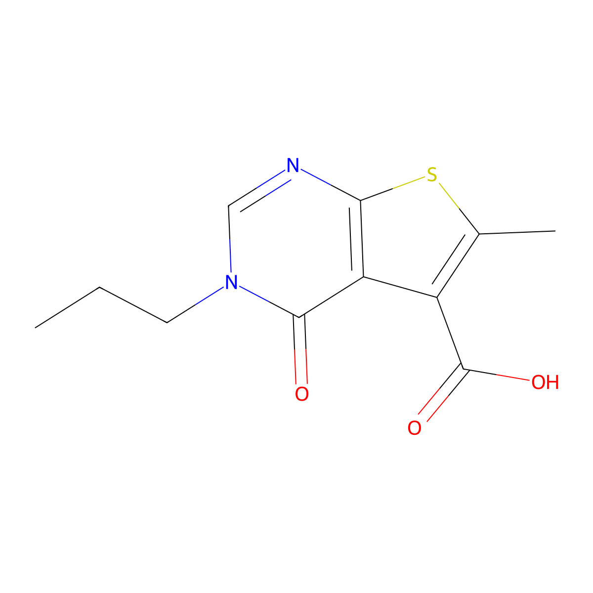 6-Methyl-4-oxo-3-propyl-3,4-dihydrothieno[2,3-d]pyrimidine-5-carboxylic acid molecular structure, CAS 1400635-89-3