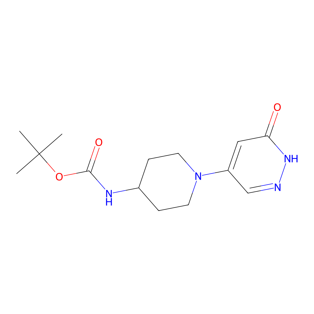 tert-butyl N-[1-(6-oxo-1,6-dihydro-4-pyridazinyl)-4-piperidyl]carbamate molecular structure, CAS 1400636-11-4