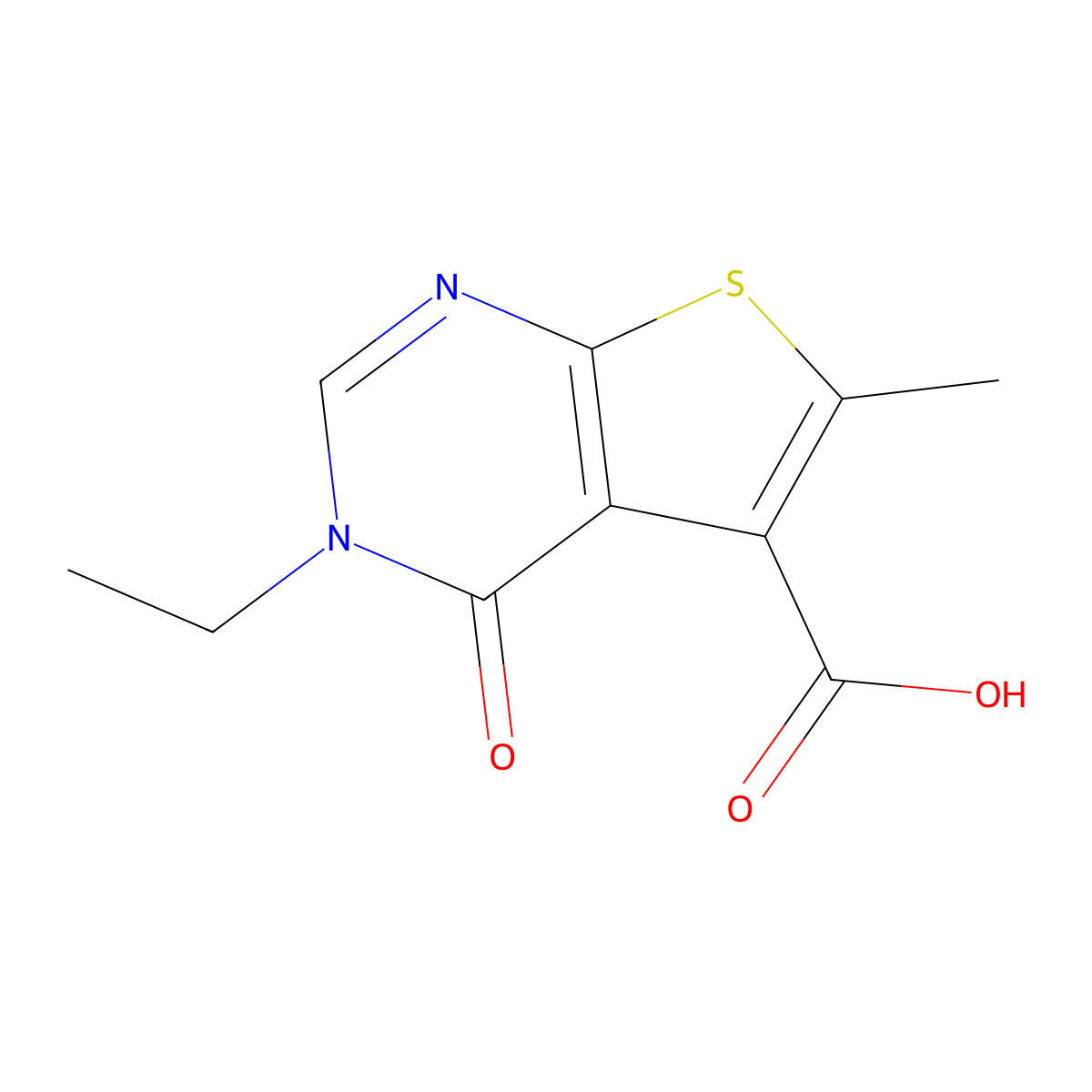 3-Ethyl-6-methyl-4-oxo-3,4-dihydrothieno[2,3-d]pyrimidine-5-carboxylic acid molecular structure, CAS 1400636-12-5